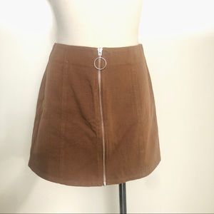 Brown Zip Split Skirt 🤎